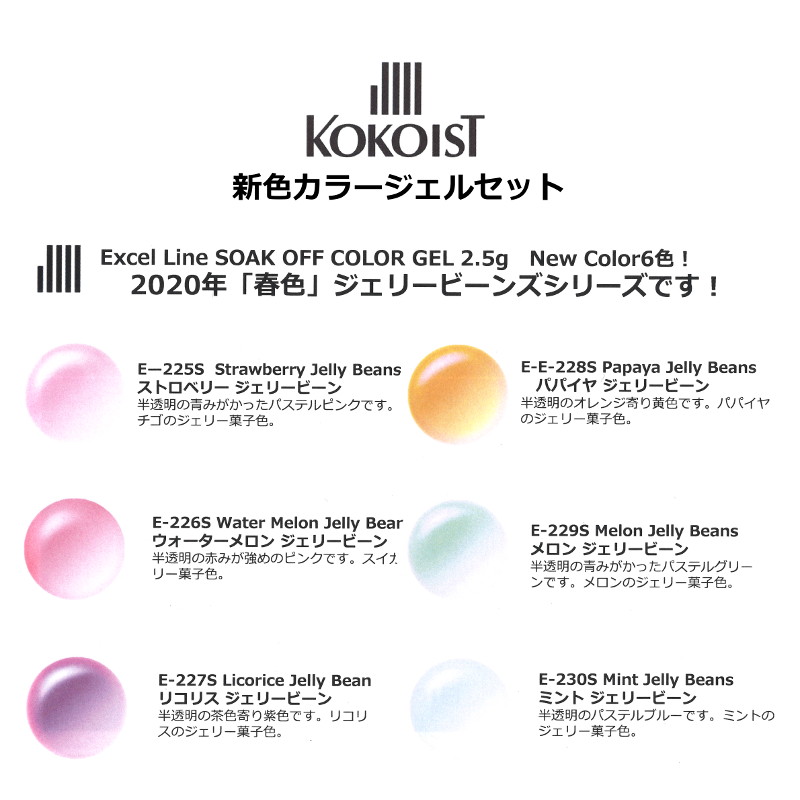 【最終価格】お得！KOKOIST カラージェル4g2色、2.5g22色=24色ココイスト
